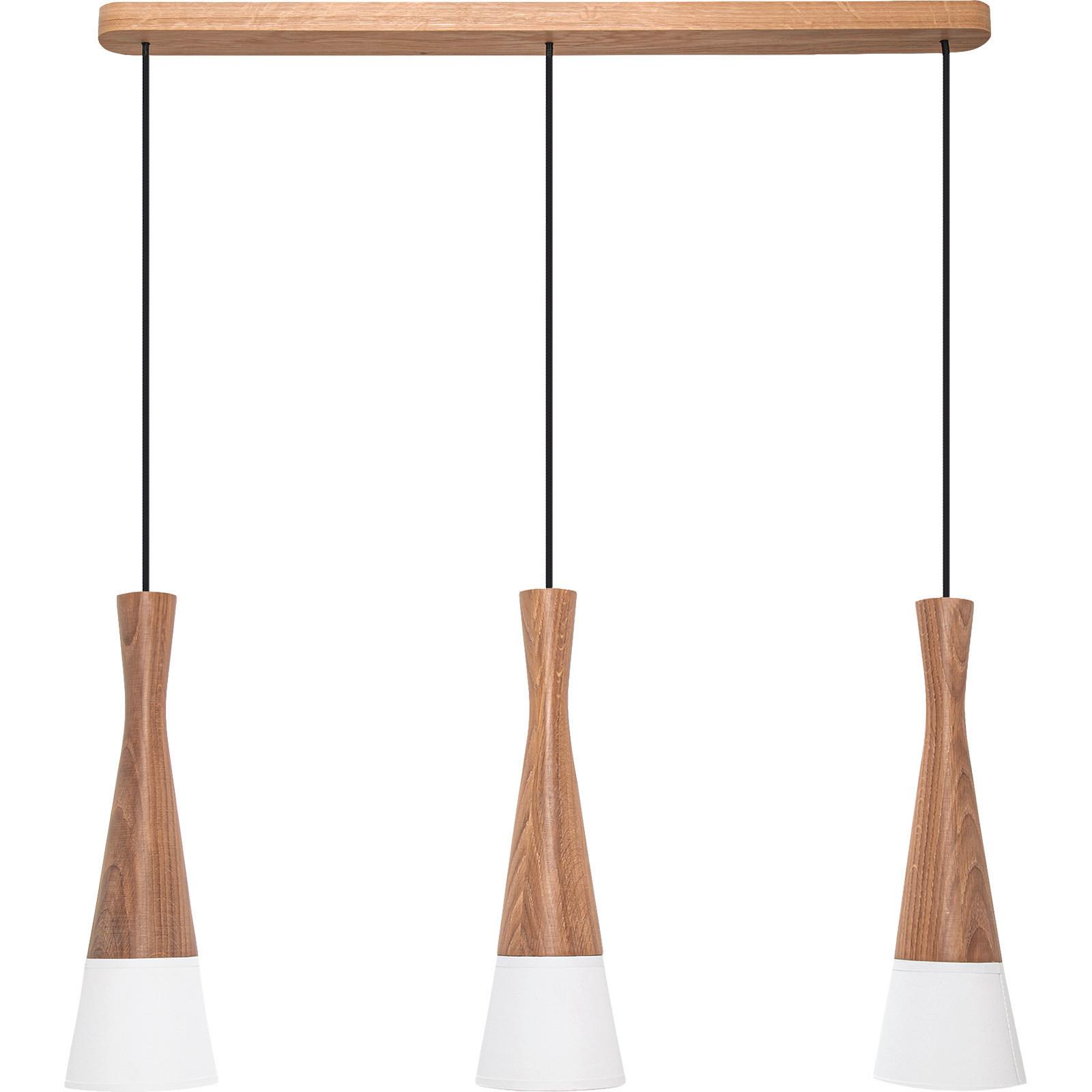 Pendelleuchte 8511345 Vegas2, 3-Fl, Eiche - Eichefarben/Weiß, Natur, Holz/Textil (75/25/150cm)