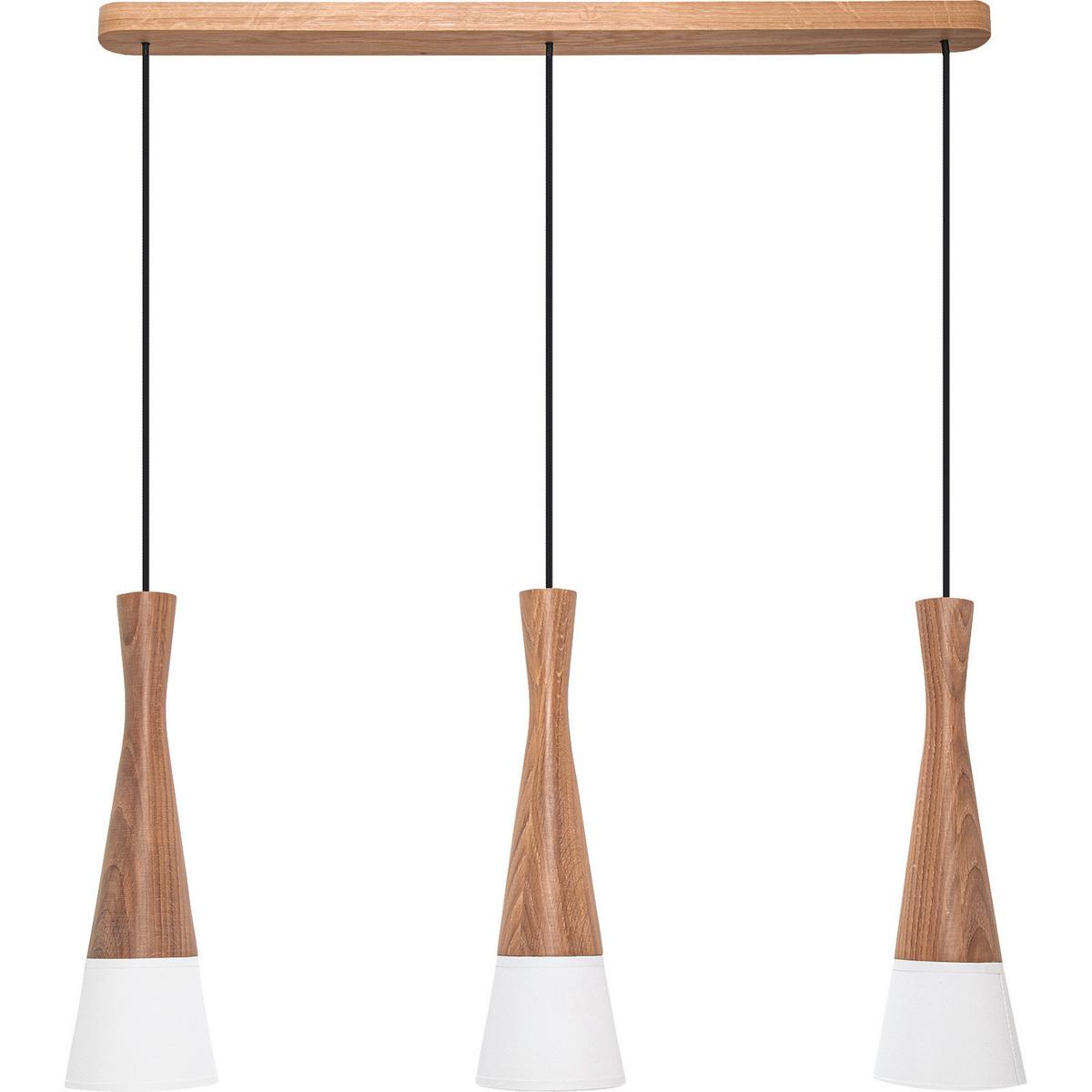 Pendelleuchte 8511345 Vegas2, 3-Fl, Eiche - Eichefarben/Weiß, Natur, Holz/Textil (75/25/150cm)