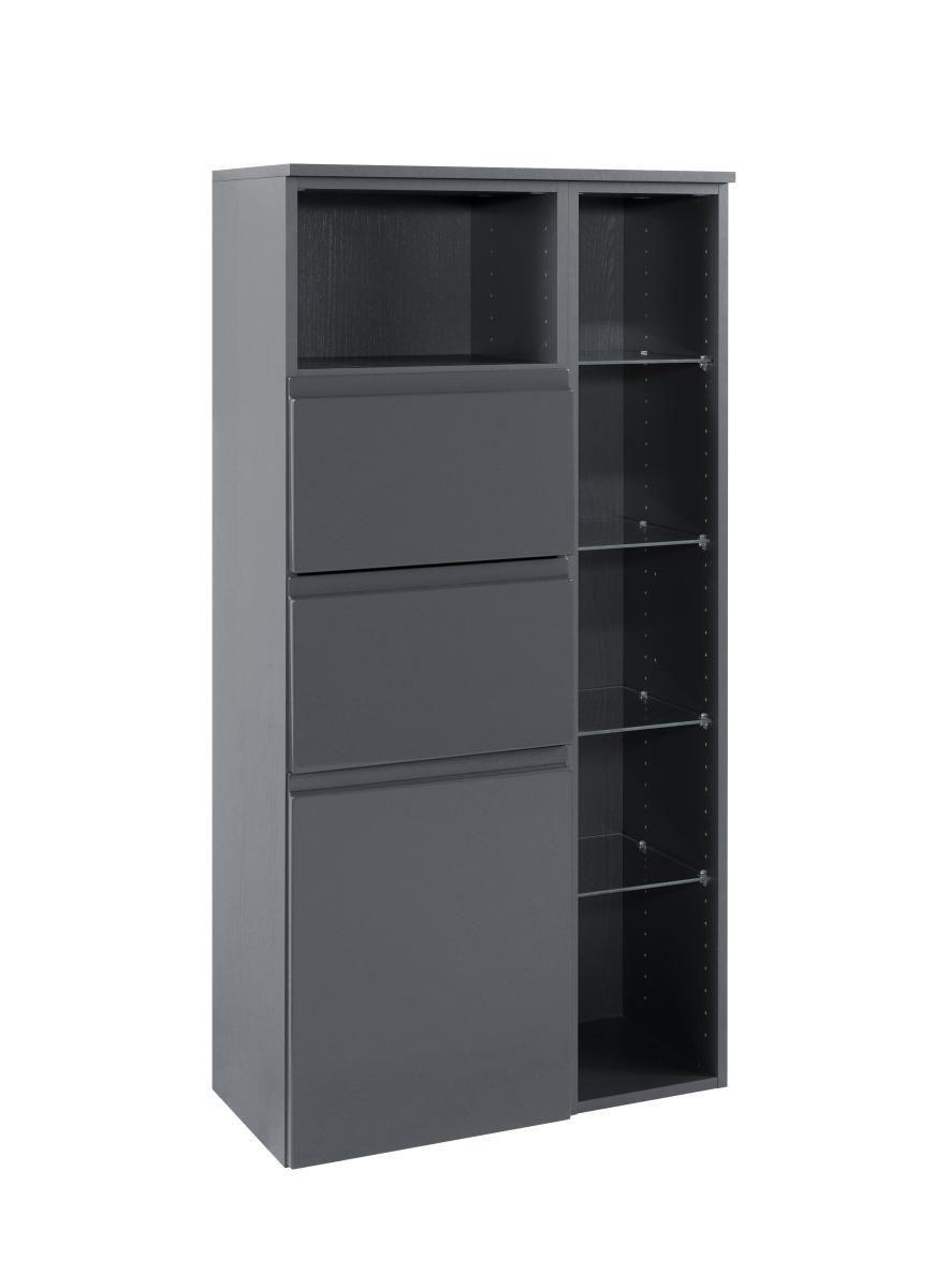 Midischrank Mit Soft-Close Cardiff 65cm, Graphit Dekor - Graphitfarben, Design, Holzwerkstoff (65/130/35cm) - Held