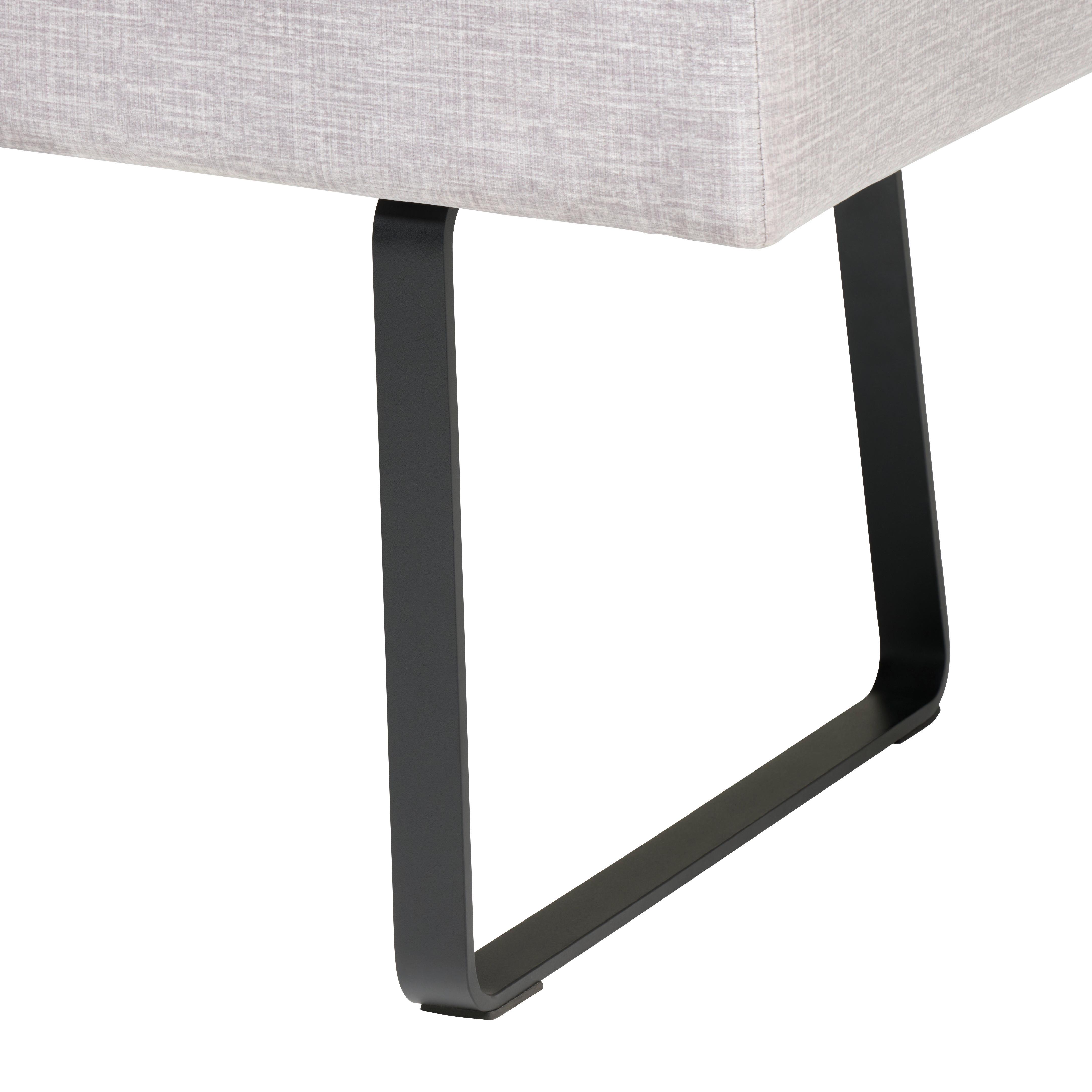 Sitzbank Tilos Mit Lehne Samt Hellgrau, B: 140 Cm - Hellbraun/Hellgrau, KONVENTIONELL, Textil/Metall (140/88/62cm) - MID.YOU