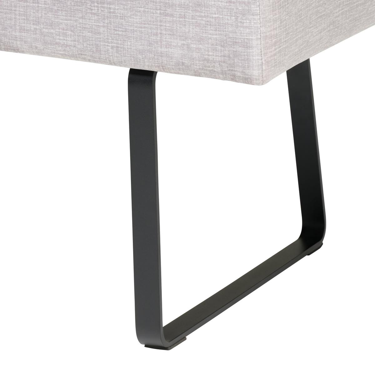 Sitzbank Tilos mit Lehne Samt Hellgrau, B: 140 cm - Hellbraun/Hellgrau, KONVENTIONELL, Textil/Metall (140/88/62cm) - MID.YOU