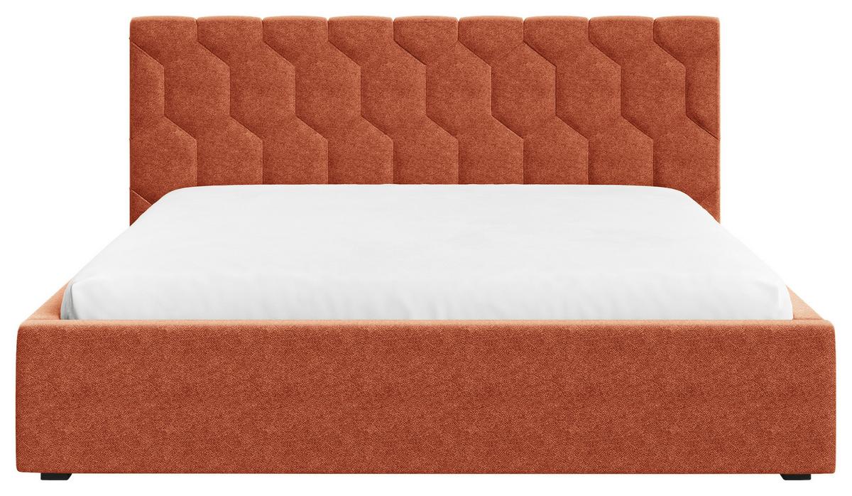 Polsterbett Veronice mit Bettkasten 140x200 - Schwarz/Orange, MODERN, Holz (140/200cm) - Livetastic