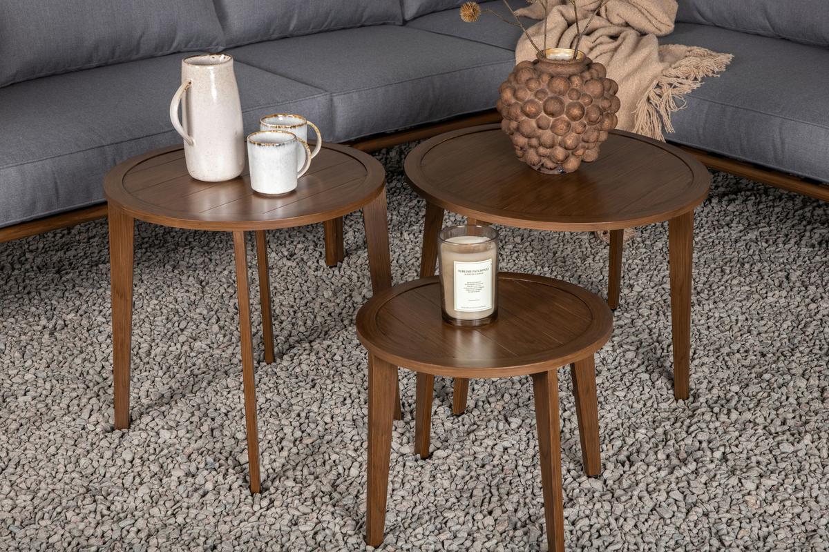 Loungegarnitur 4-Tlg Roxo Metall/Textil mit Kissen - Braun/Grau, KONVENTIONELL, Textil/Metall - Gardenson