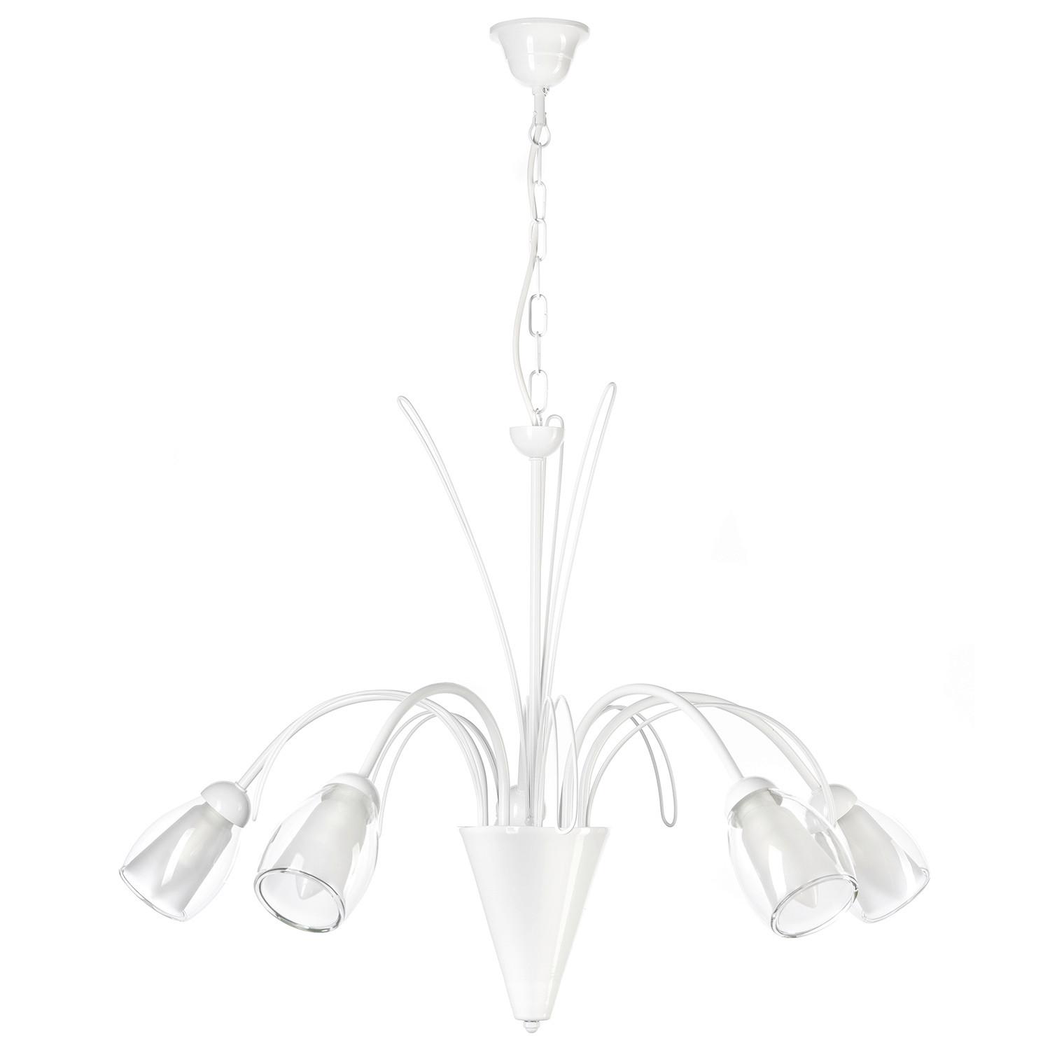 Kronleuchter Antron Weiß L: 70 cm 6w - Weiß, KONVENTIONELL, Glas/Metall (70/70/100cm)