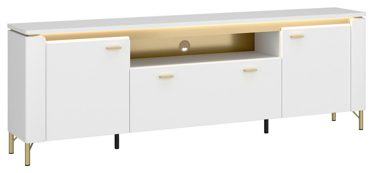 Tv-elem Lazio - aranyszínű/fehér, Trend, faalapú anyag (200,3/70/40cm)