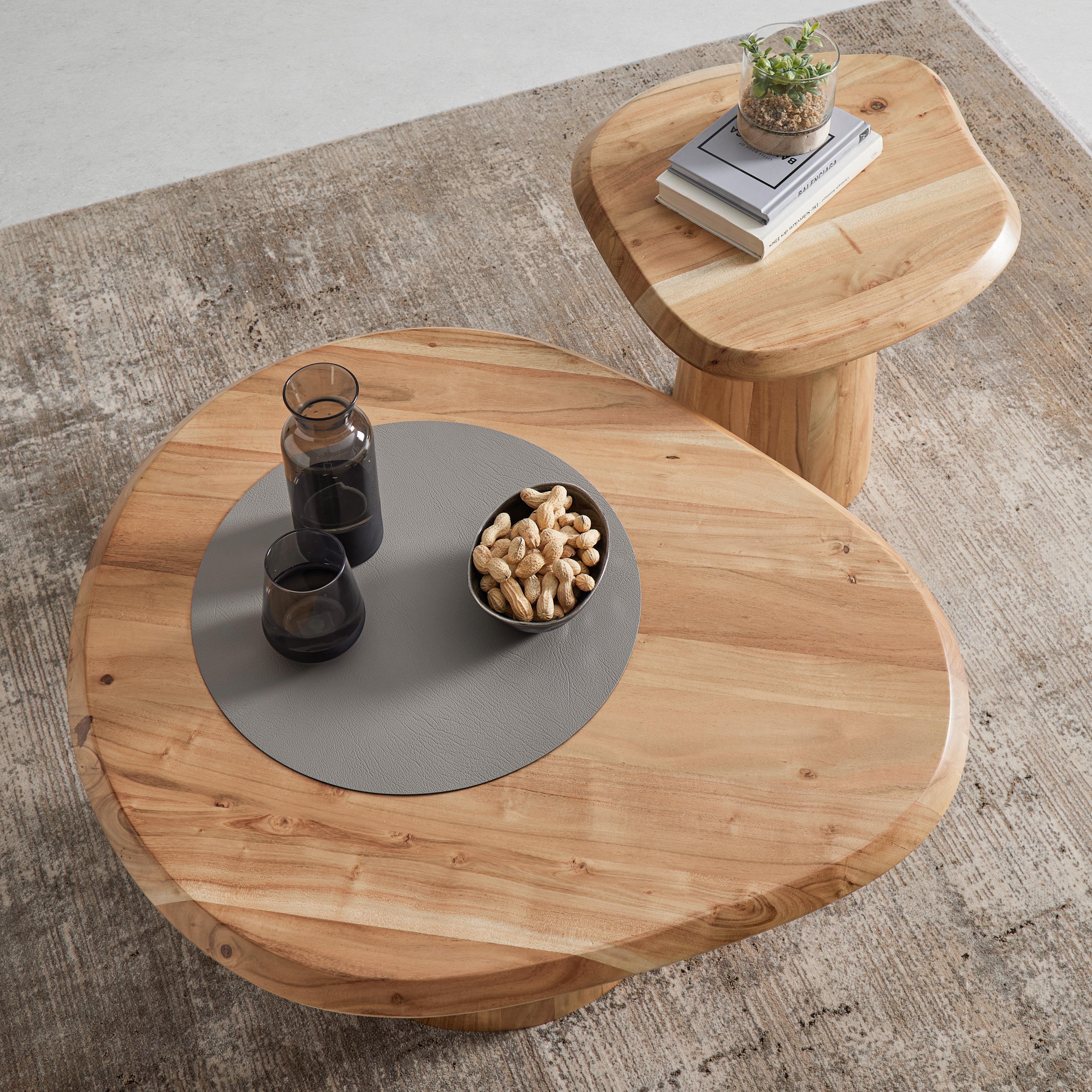 Sada konferečních stolků TREE akácie masiv - barvy akácie, Moderní, dřevo (80/55/40/45/80/55cm) - Premium Living