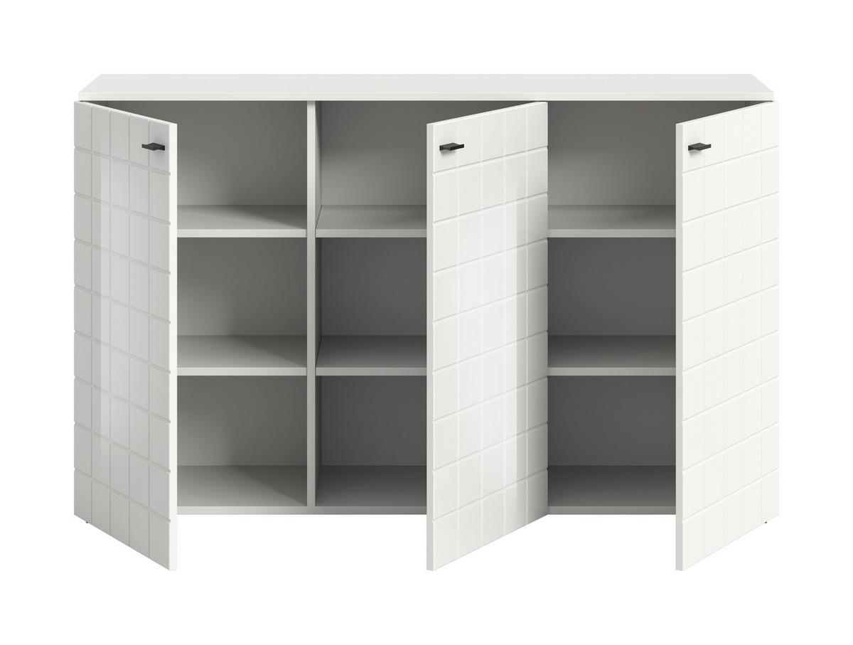 Sideboard Monte Weiß B: 138 Cm - Weiß Hochglanz/Schwarz, Design, Holzwerkstoff (138/87/37cm) - MID.YOU
