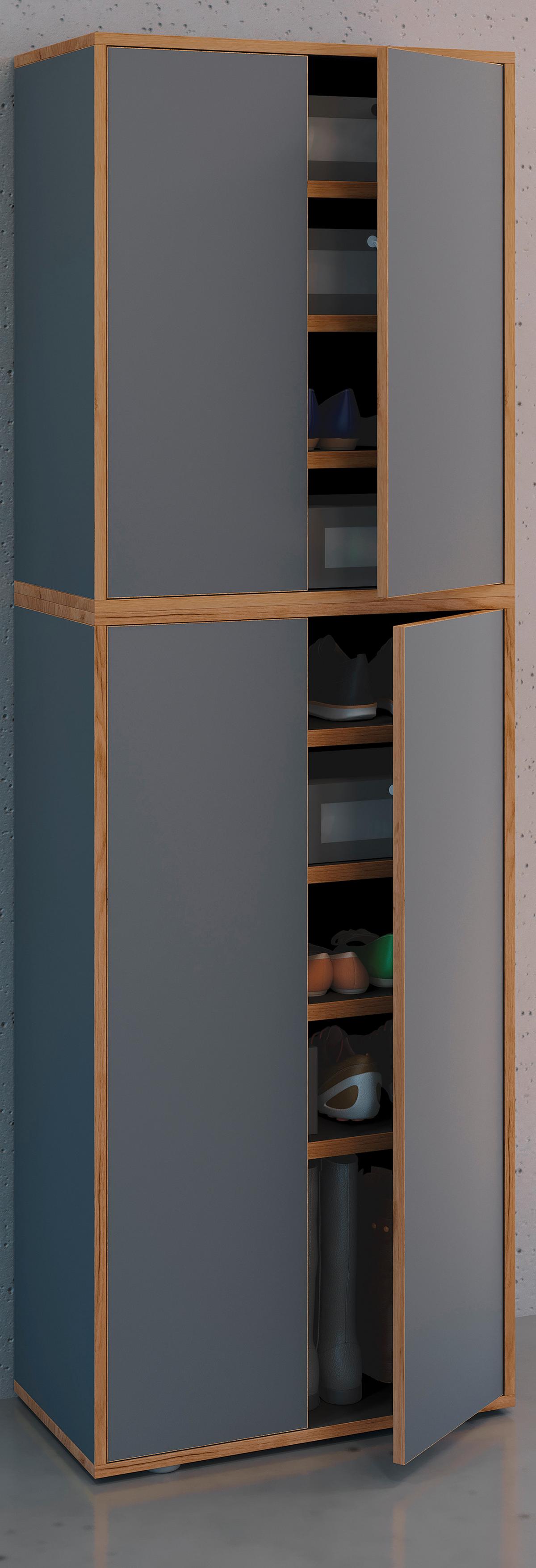 Schuhschrank Salia Anthrazit/Honigeiche B: 60 cm - Honigeiche/Anthrazit, Design, Holzwerkstoff (60/183/33cm) - MID.YOU