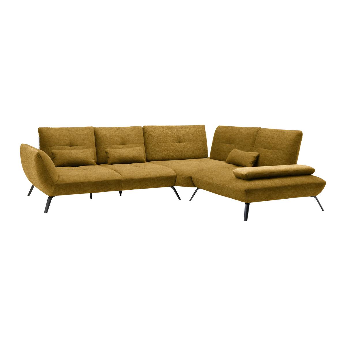 Rohová sedačka TRENDY, pravá, horčicovožltá - horčicovožltá/čierna, Modern, kov/kompozitné drevo (310/93/250cm) - Premium Living