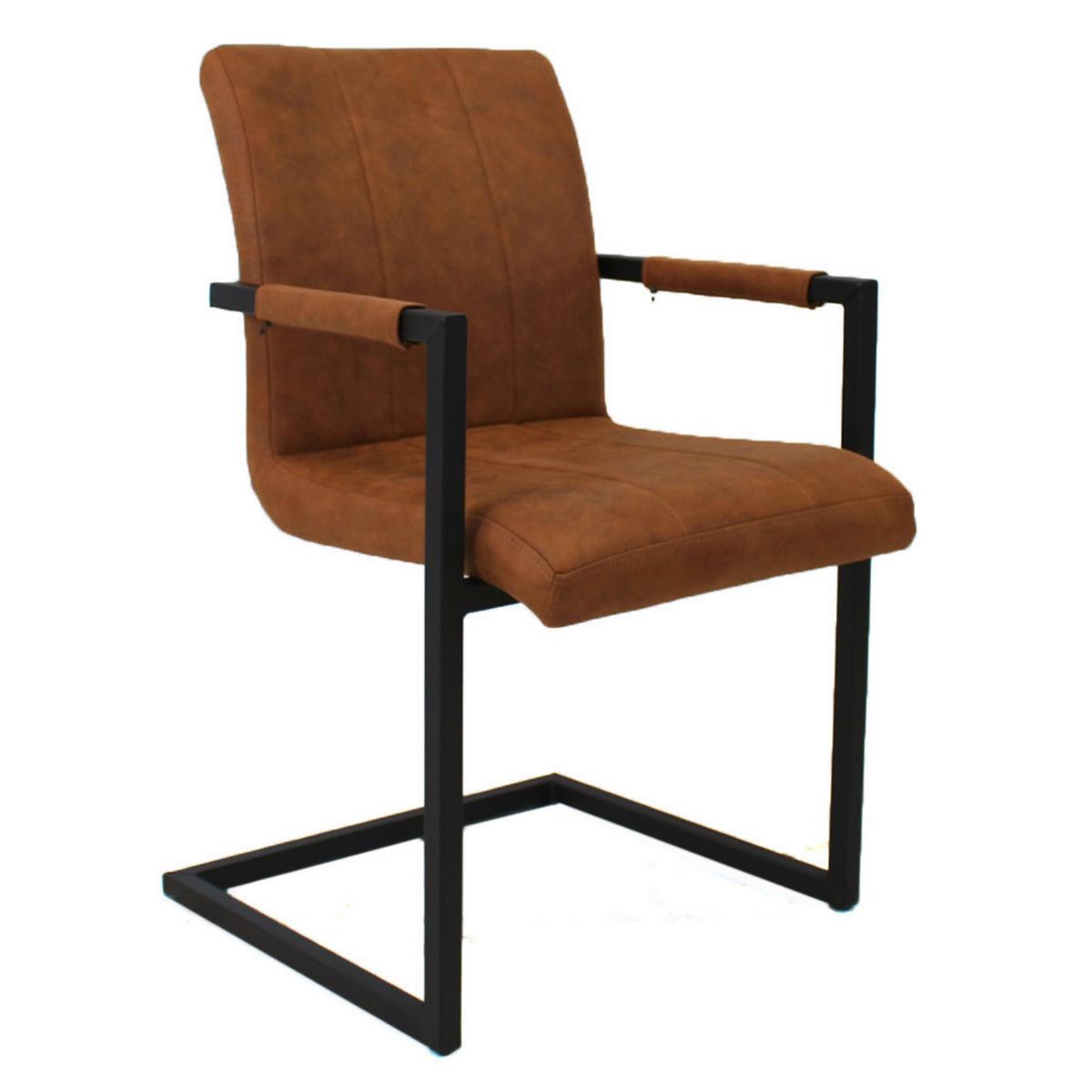Schwingstuhl-set Brandon Braun B: 54 Cm - Schwarz/Braun, MODERN, Textil/Metall (54/85/61cm) - MID.YOU