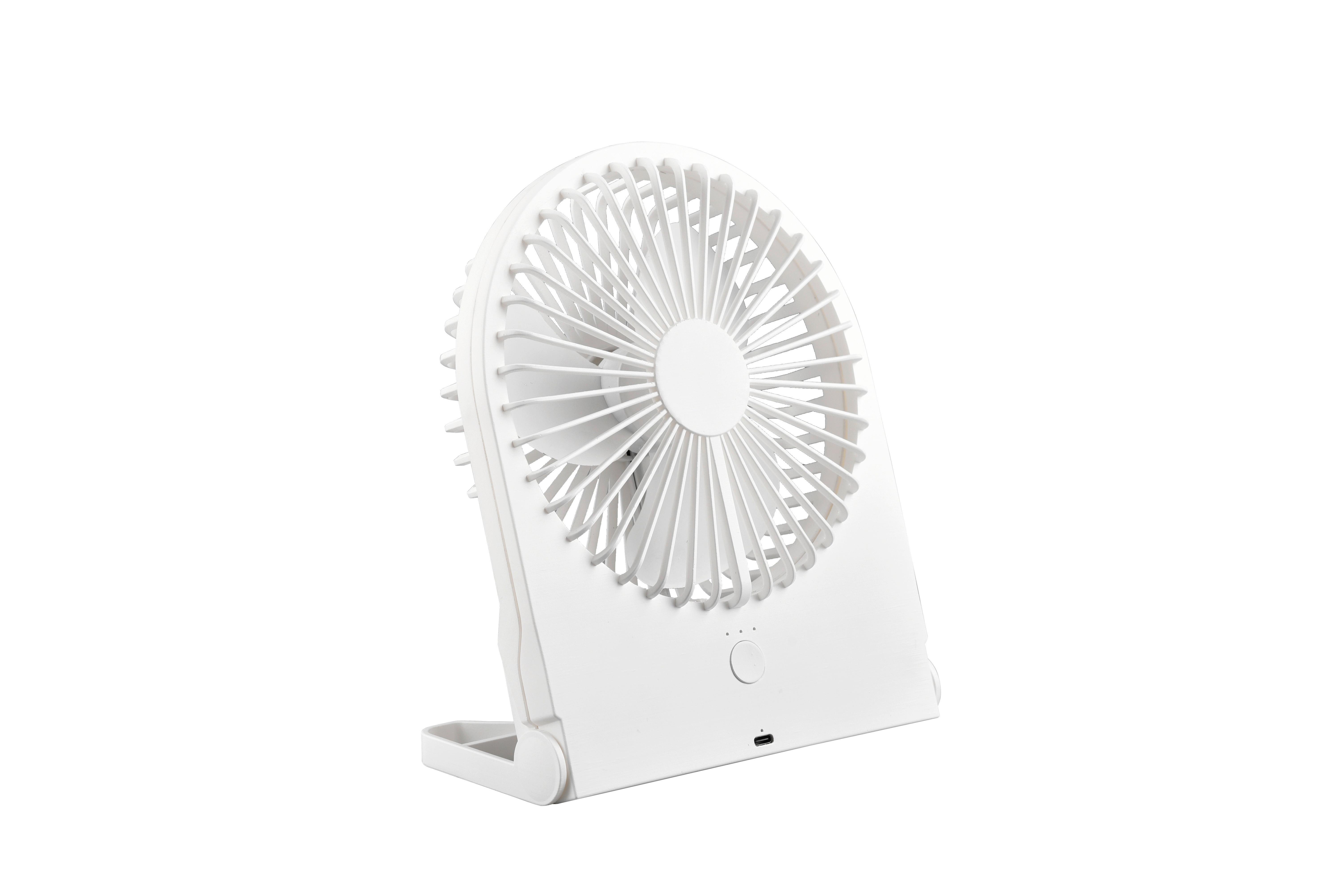 Tischventilator Breezy Weiß B: 10,5 cm - Weiß, KONVENTIONELL, Kunststoff (19/10,5/23cm)