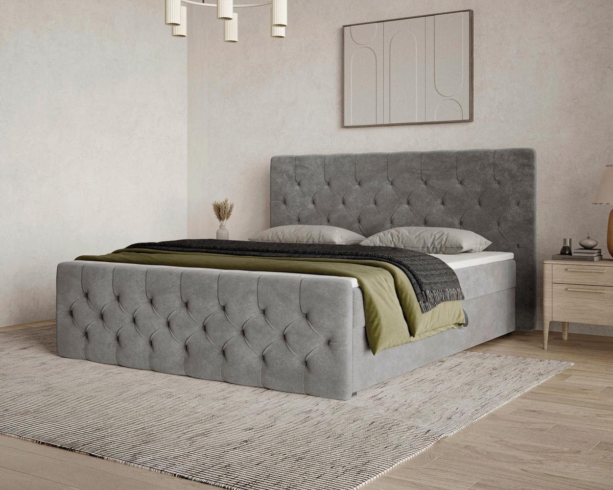 BOXBETT Karo Anthrazit 140x200cm - Anthrazit/Schwarz, MODERN, Holz/Kunststoff (140/200cm) - MID.YOU