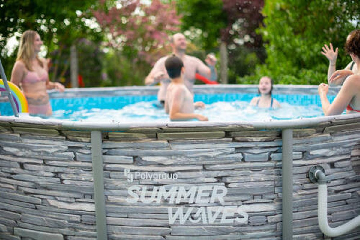 Aufstellpool Rund mit Leiter D: 427 cm - Grau, KONVENTIONELL, Kunststoff (427/107cm)