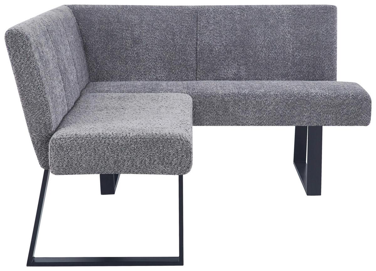 Eckbank Terri Leinenoptik Grau, S: 160x130cm - Schwarz/Grau, KONVENTIONELL, Textil/Metall (160/130cm) - MID.YOU