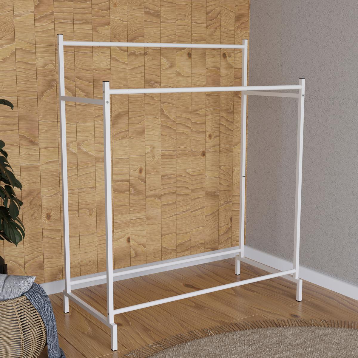 Kleiderständer Labol Weiß B: 103 Cm - Weiß, Design, Metall (103/136/52cm) - MID.YOU