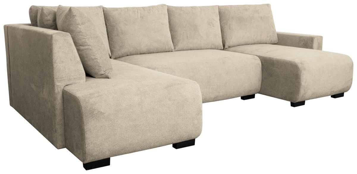 Wohnlandschaft Veronice Beige B: 313 cm - Blau/Beige, Trend, Textil (171/313/141cm)