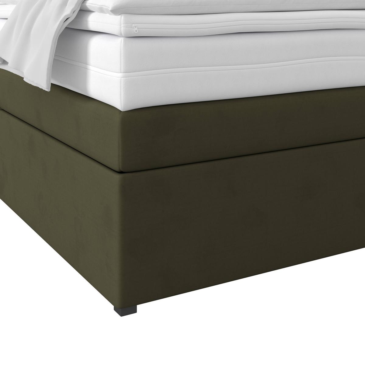Boxspringbett mit Topper & Bettkasten 140x200 Rossa - Schwarz/Grün, MODERN, Holzwerkstoff/Textil (140/200cm)