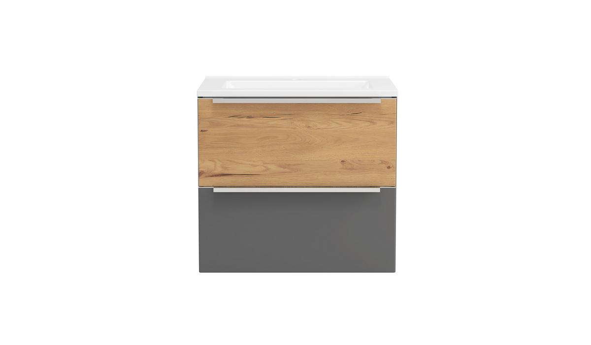 WASCHTISCHKOMBI Verona Grau/Wildeiche B: 60cm - Wildeiche/Weiß, Trend, Holzwerkstoff/Stein (60/54/47cm) - Held