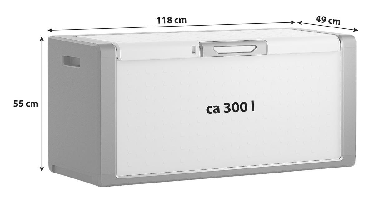 Kissenbox Wasserdicht Titan 118x55x49 cm 300 L Grau - Schwarz/Grau, Basics, Kunststoff (118/55/49cm) - Keter