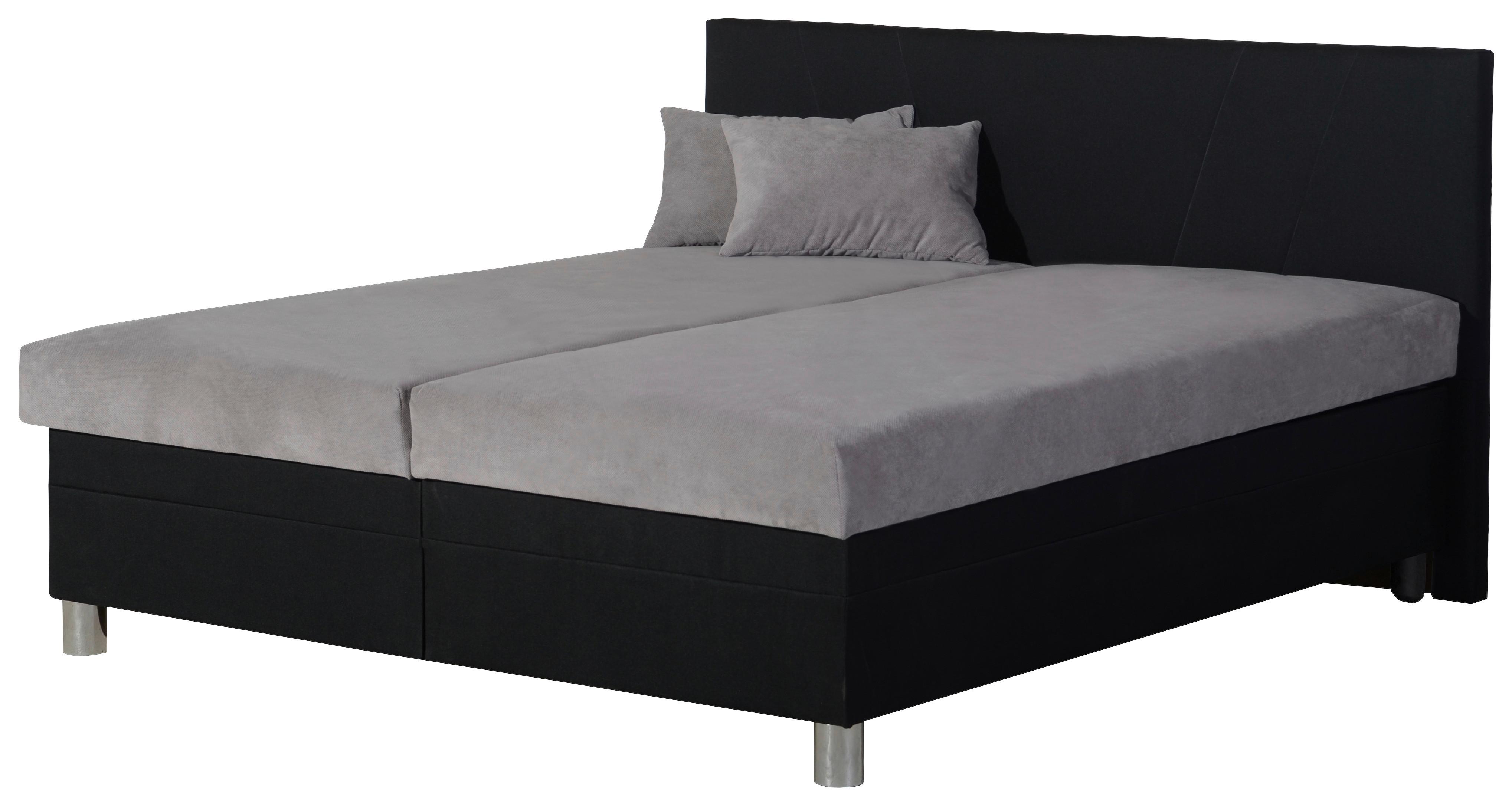 Kárpitozott Ágy Ilona Eco 160/200cm - fekete/ezüstszínű, Modern, faalapú anyag/textil (160/200cm)
