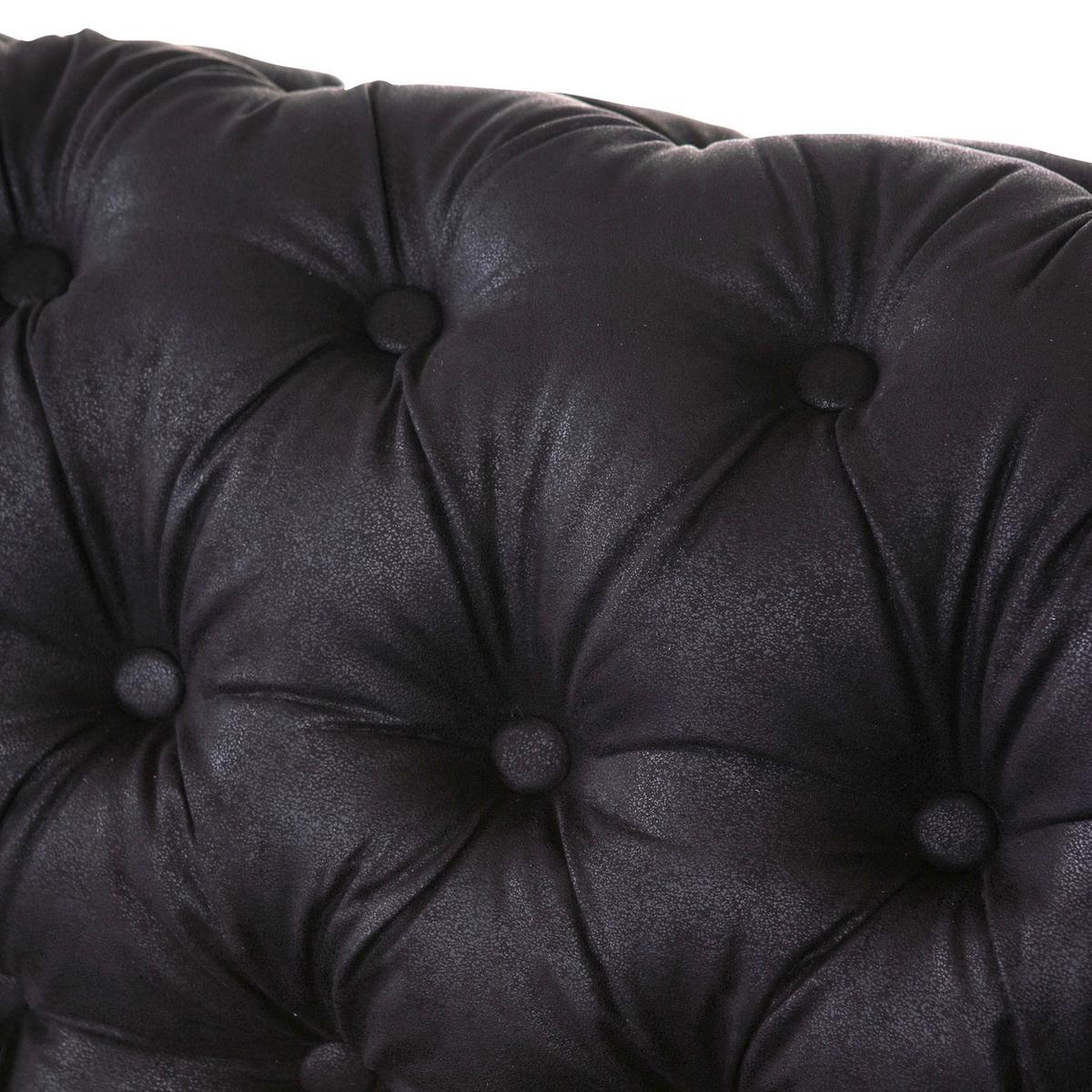 Chesterfield-Sofa Slopes Dunkelgrau 3-Sitzer - Dunkelgrau/Dunkelbraun, KONVENTIONELL, Textil (203/79/93cm) - Livetastic