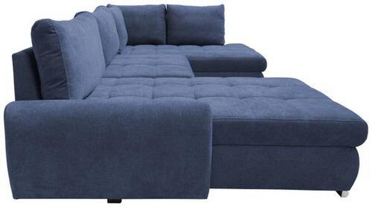 Ecksofa Canion - Chromfarben/Dunkelblau, Design, Textil (174/322/173cm) - Livetastic