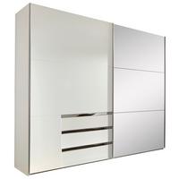 Schwebetürenschrank M. Spiegel 200cm Level 36a, Weiß Dekor - Weiß, MODERN, Glas/Holzwerkstoff (200/216/65cm) - MID.YOU