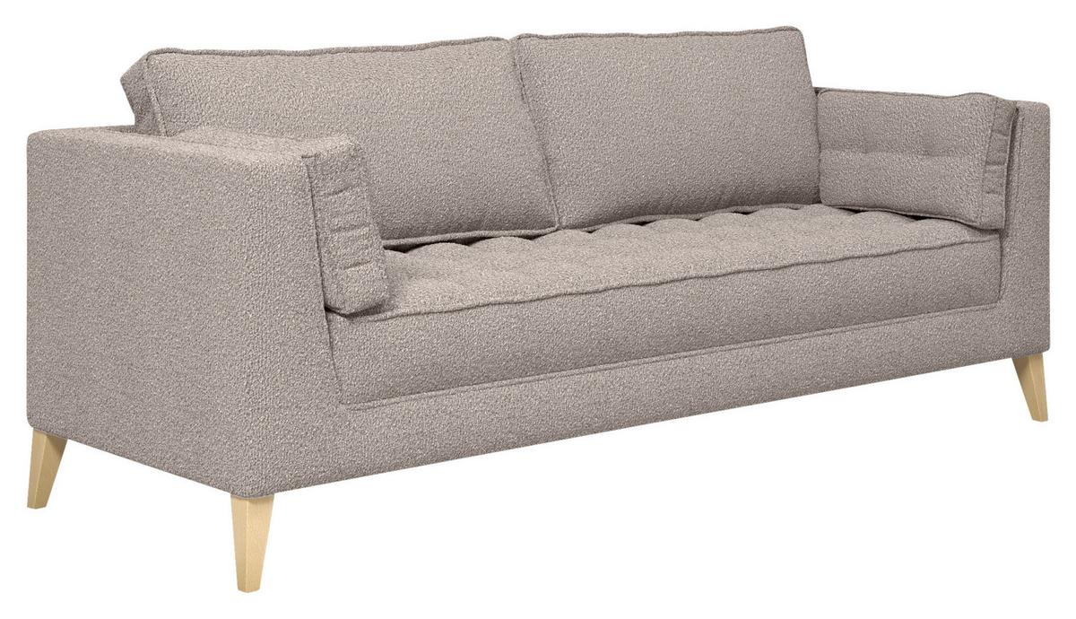 Třímístná pohovka DOTI, šedohnědá - přírodní barvy/šedohnědá, Design, kompozitní dřevo/textil (170/95/85cm) - MID.YOU
