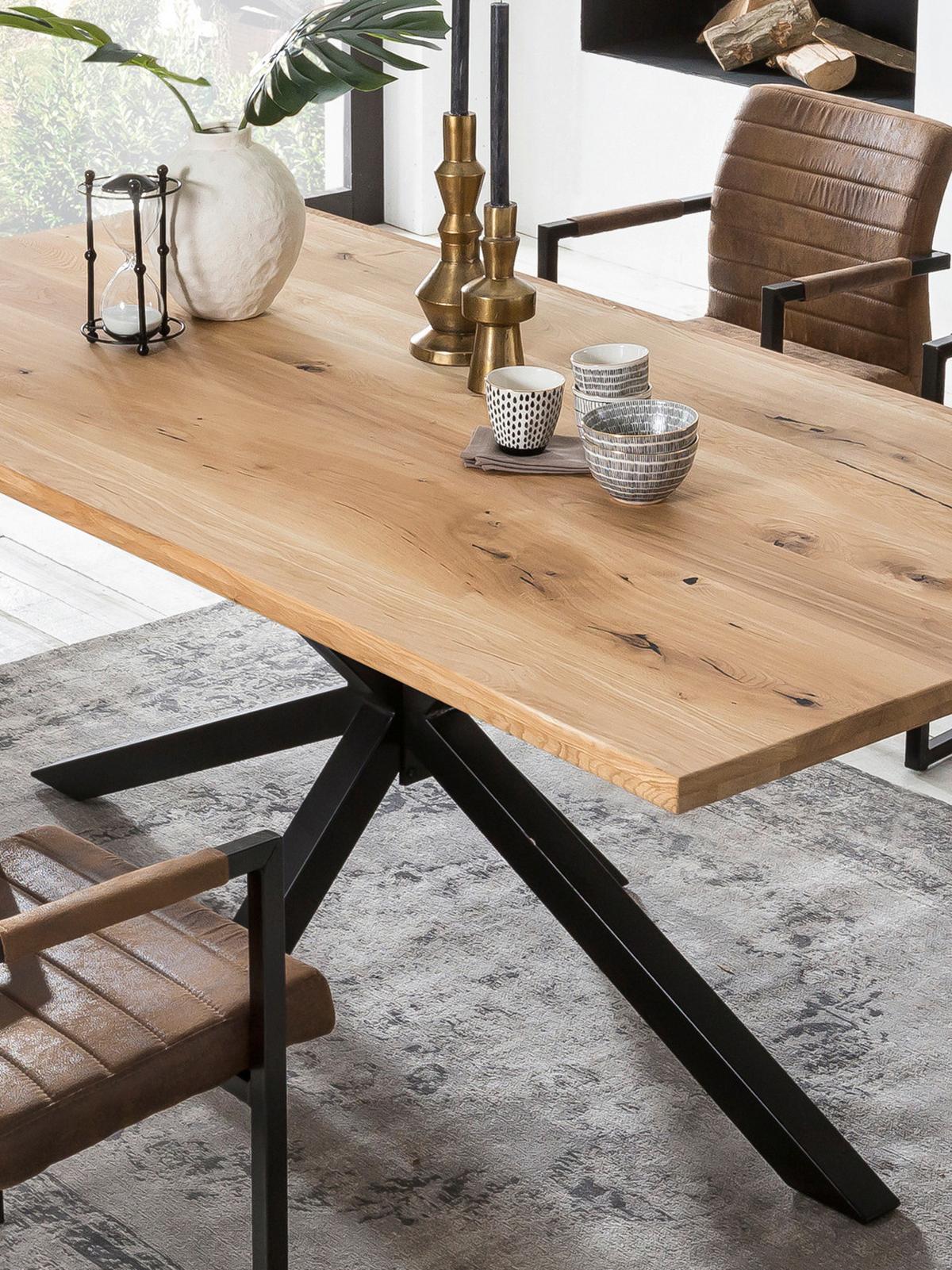 ESSTISCH Schwarz/Naturfarben L: 240cm - Schwarz/Naturfarben, MODERN, Holz/Metall (240/100/76cm) - MID.YOU