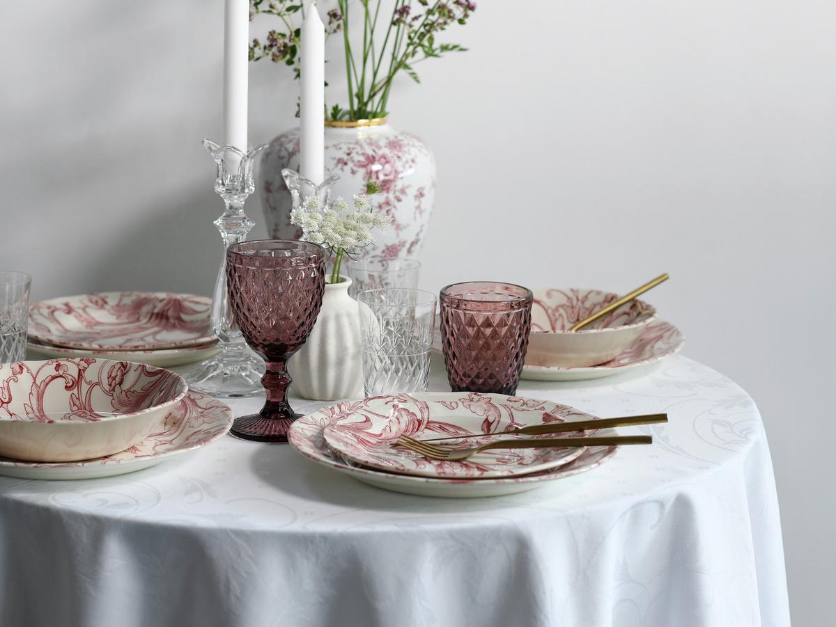 Tafelservice Venecia Rot Weiß, Altrosa L: 31 Cm - Altrosa/Weiß, Basics, Keramik (31/30/32cm) - Creatable