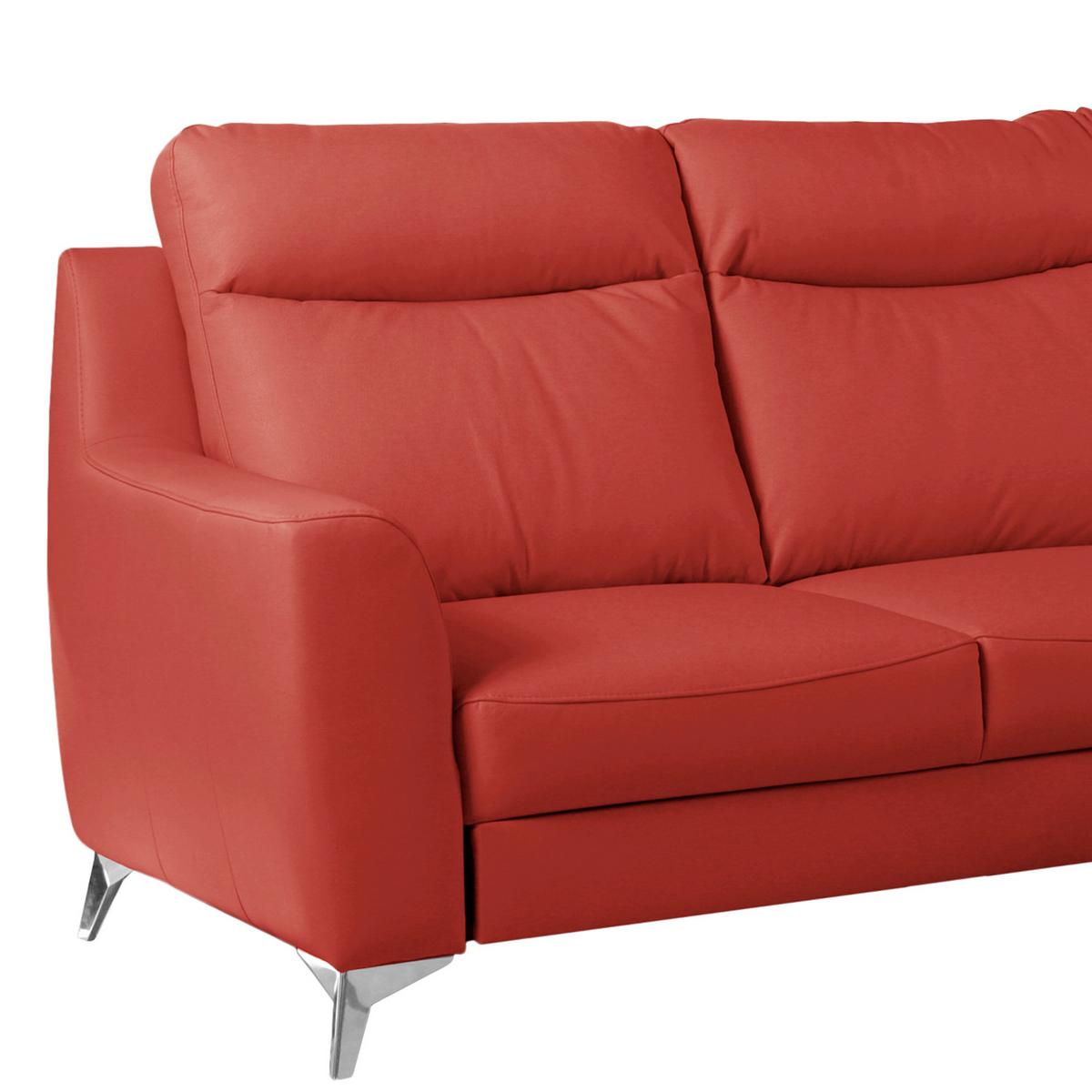 Ecksofa Gio Rot S: 236x168 cm - Chromfarben/Rot, Design, Leder/Textil (236/168cm) - Livetastic