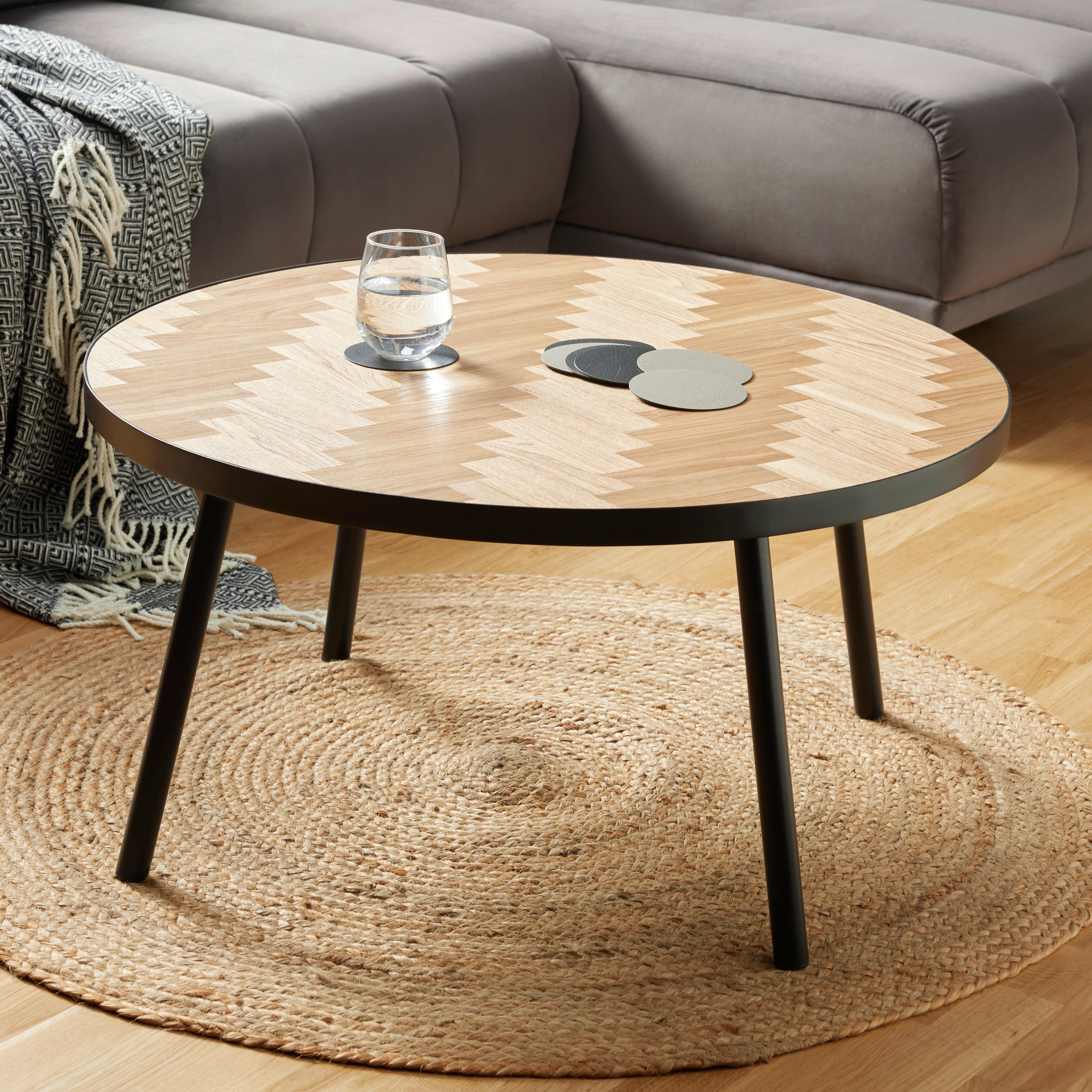 Konferenční stolek P: 80cm - černá/přírodní barvy, Lifestyle, kov/kompozitní dřevo (80/45cm) - Premium Living