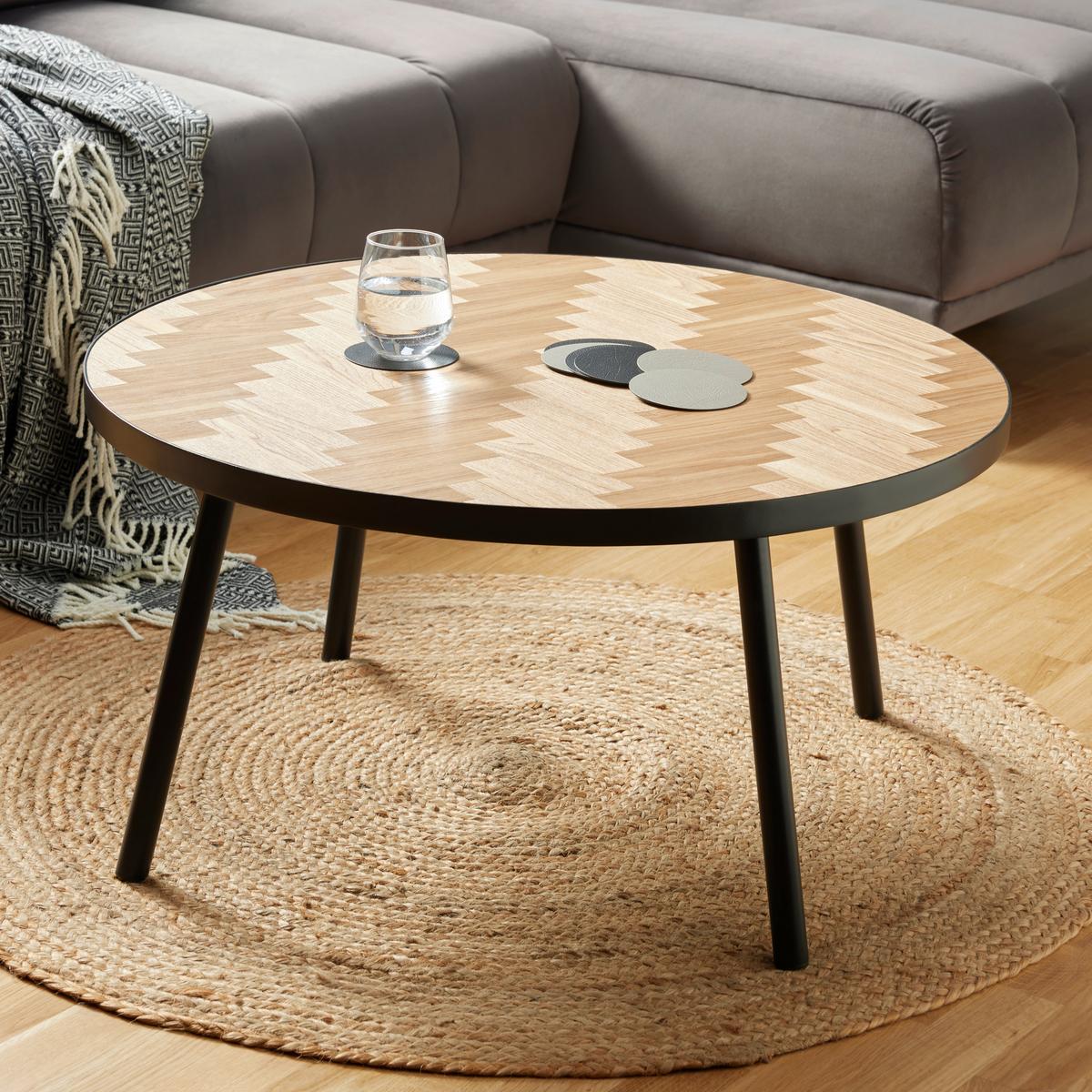 Konferenčný stolík P: 80cm - čierna/prírodná farba, Lifestyle, kov/kompozitné drevo (80/40cm) - Premium Living