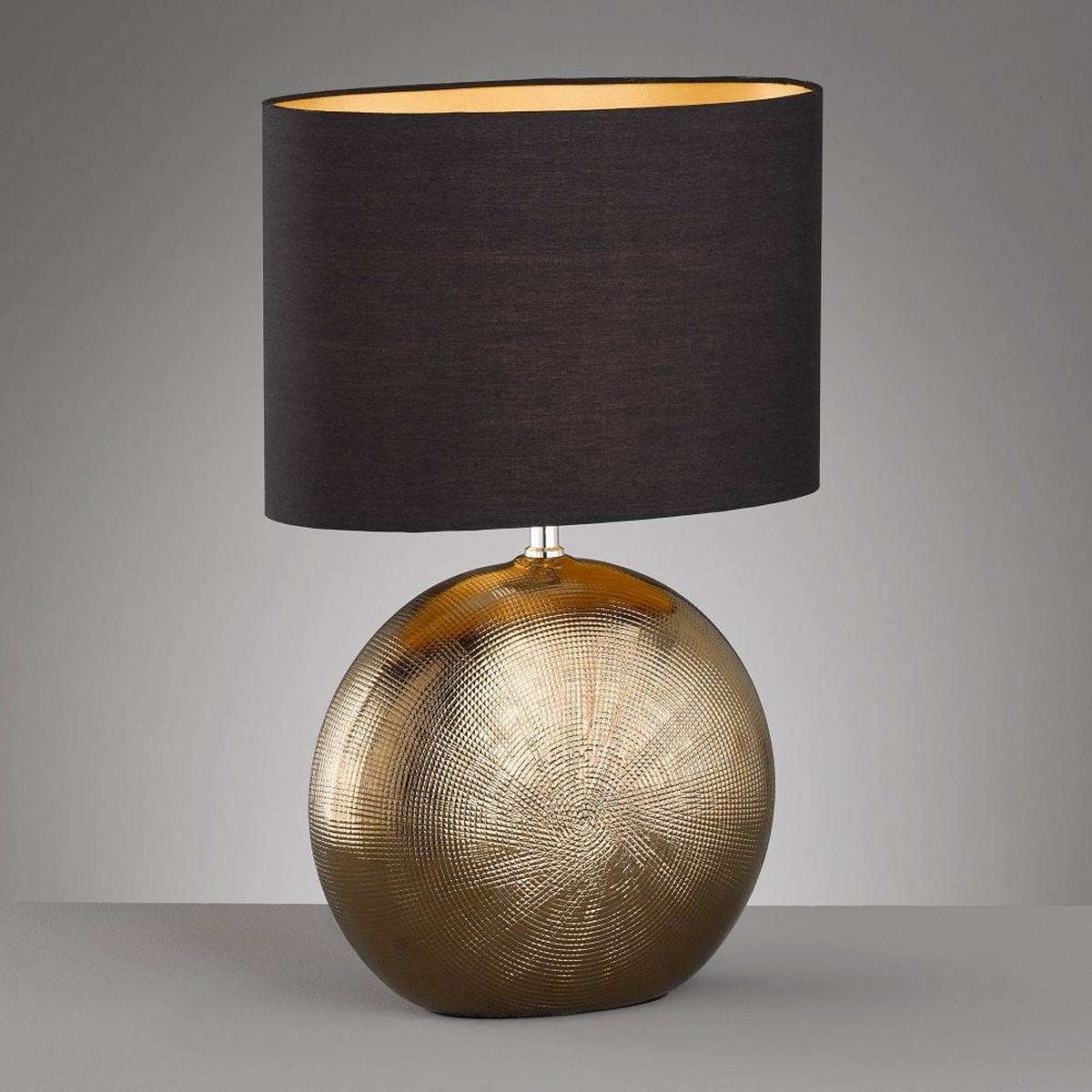 Tischleuchte 50556 Foro - Goldfarben/Schwarz, KONVENTIONELL, Keramik/Kunststoff (34/17/53cm) - Fischer & Honsel
