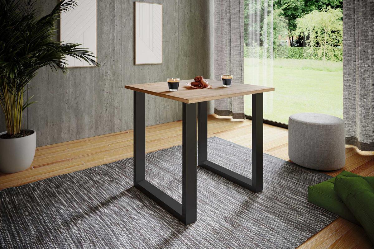 Esstisch Xona 80x80 Cm Schwarz/eiche Dekor - Schwarz/Sonoma Eiche, Basics, Holzwerkstoff/Metall (80/80/76cm) - MID.YOU