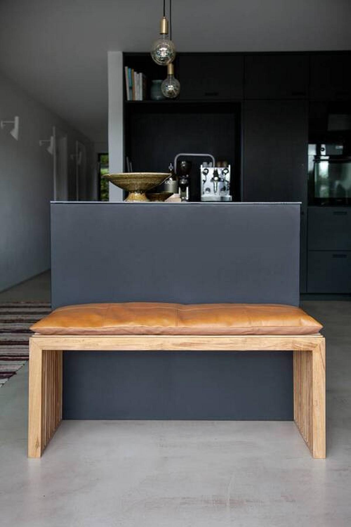 Bankauflage Lederkissen Braun B: 104 Cm - Braun, Design, Leder (104/3/35cm) - MID.YOU