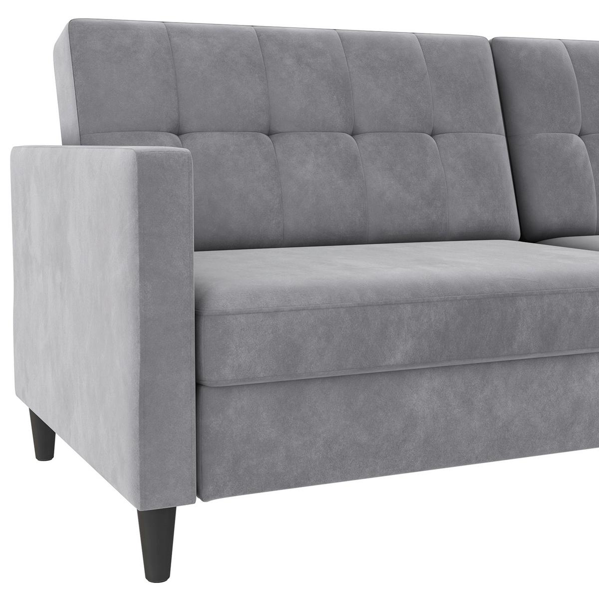 Schlafsofa Hannover Grau, mit Schlaffunktion - Schwarz/Grau, Basics, Textil (203/82/83cm) - Livetastic