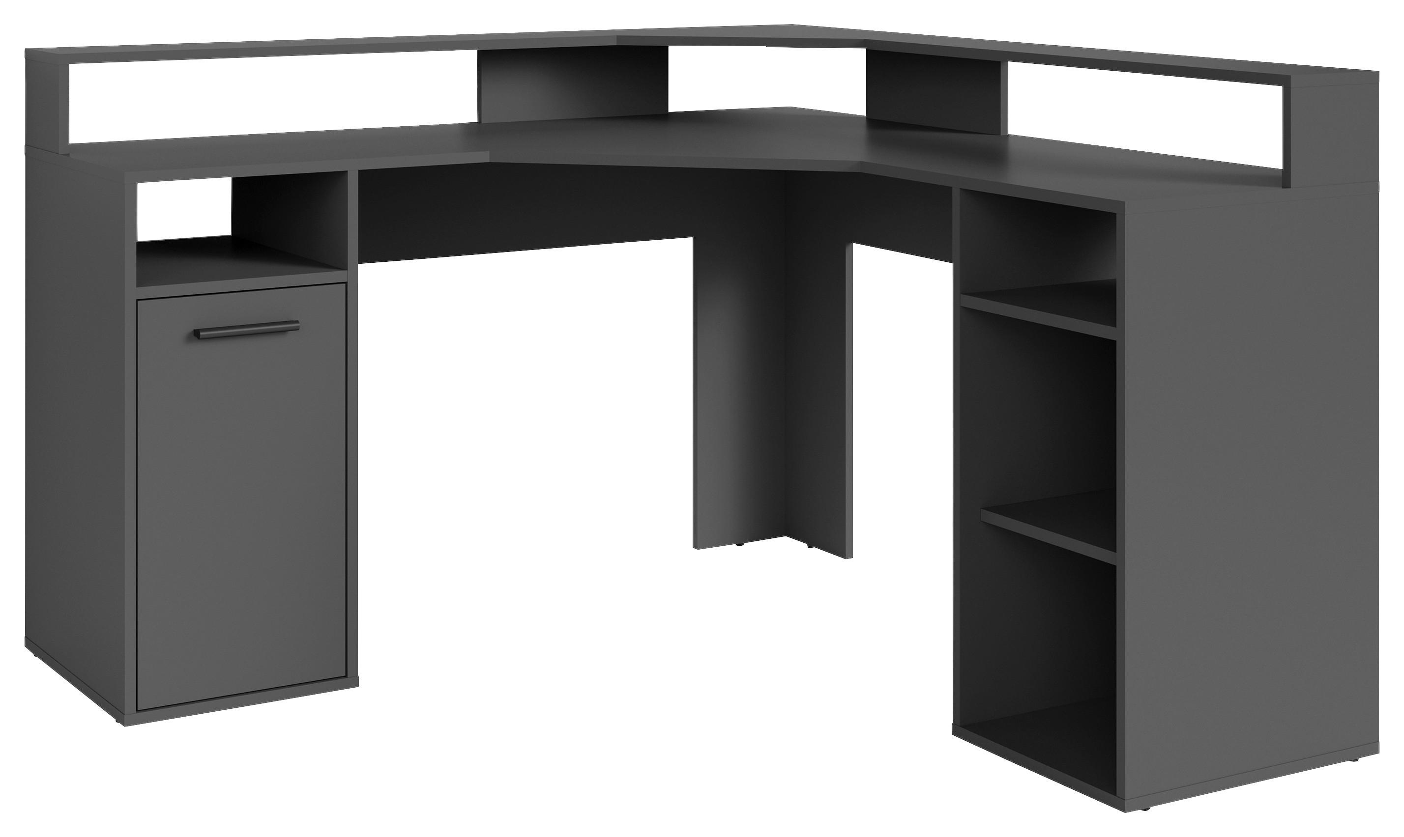 Eckschreibtisch mit Stauraum B 139 H 90,8 cm Fox, Anthrazit - Anthrazit, MODERN, Holzwerkstoff (139/139/90,8cm) - MID.YOU