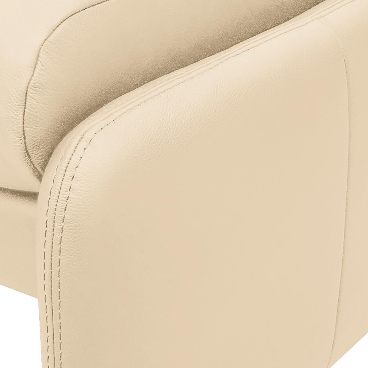 Hocker Comodo Echtleder Beige B: 62 cm - Beige/Silberfarben, Design, Leder (62/42/60cm) - Livetastic
