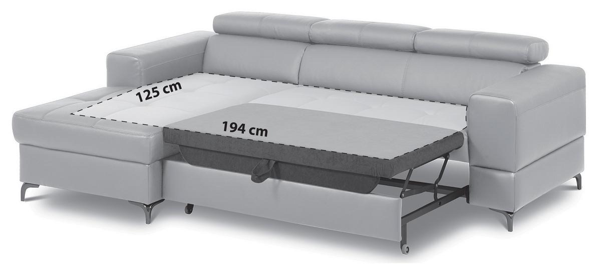 Ecksofa Torino Teilleder anthrazit 173x247 - Anthrazit/Schwarz, Design, Leder/Textil (173/247cm) - Livetastic