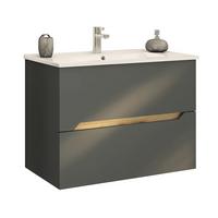 Waschtischkombi Capri Graphitfarben B: 85 Cm - Graphitfarben/Weiß, MODERN, Keramik/Holzwerkstoff (85/63/45cm) - Stylife