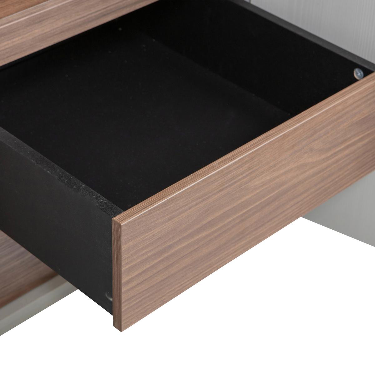 Drehtürenschrank Rens, Grau B: 110 cm - Walnussfarben/Grau, Design, Holz (110/210/58cm) - Livetastic
