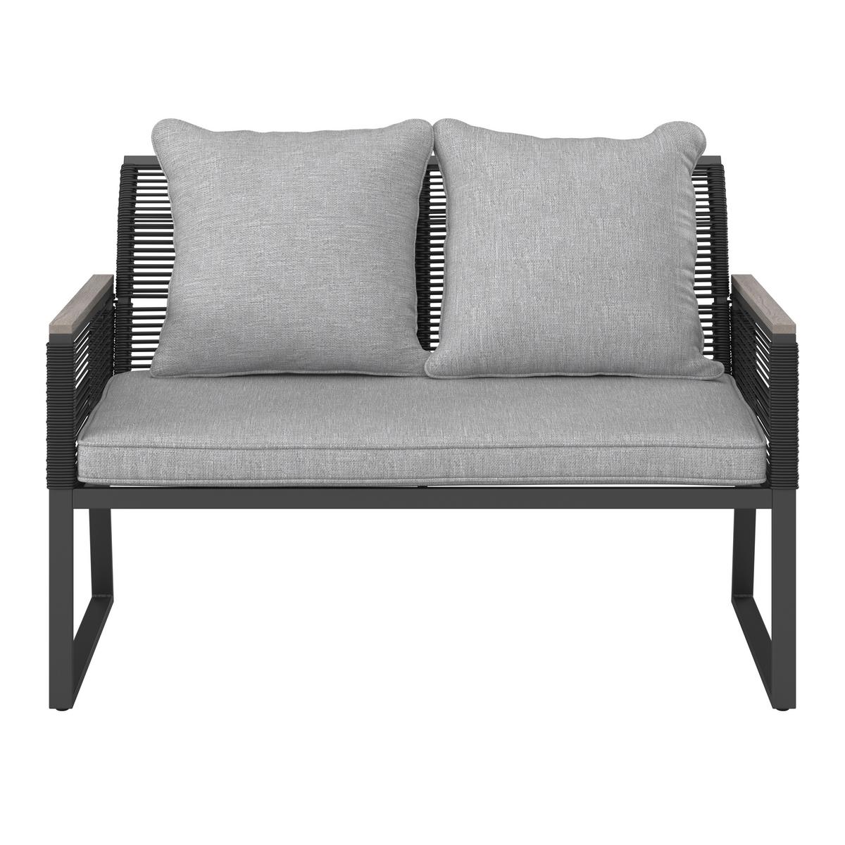 TERASOVÁ SEDACIA SÚPRAVA PAULINA - čierna/svetlosivá, Modern, kov/textil (106/74/70,5cm) - Bessagi Garden