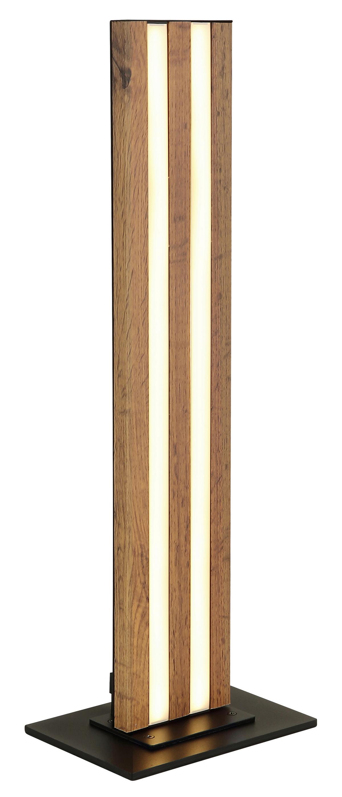 Tischleuchte Metall 230V, 18x12x50 cm - Dunkelbraun/Opal, Design, Holzwerkstoff/Kunststoff (18/12/50cm) - Globo