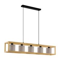 Hängeleuchte 390109 Granados - Schwarz/Braun, Natur, Holz/Textil (100/20/150cm) - Eglo