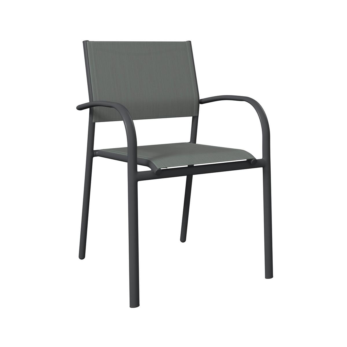 Gartensessel Paris - Anthrazit/Weiß, MODERN, Textil/Metall (57/85/57cm) - Beldano