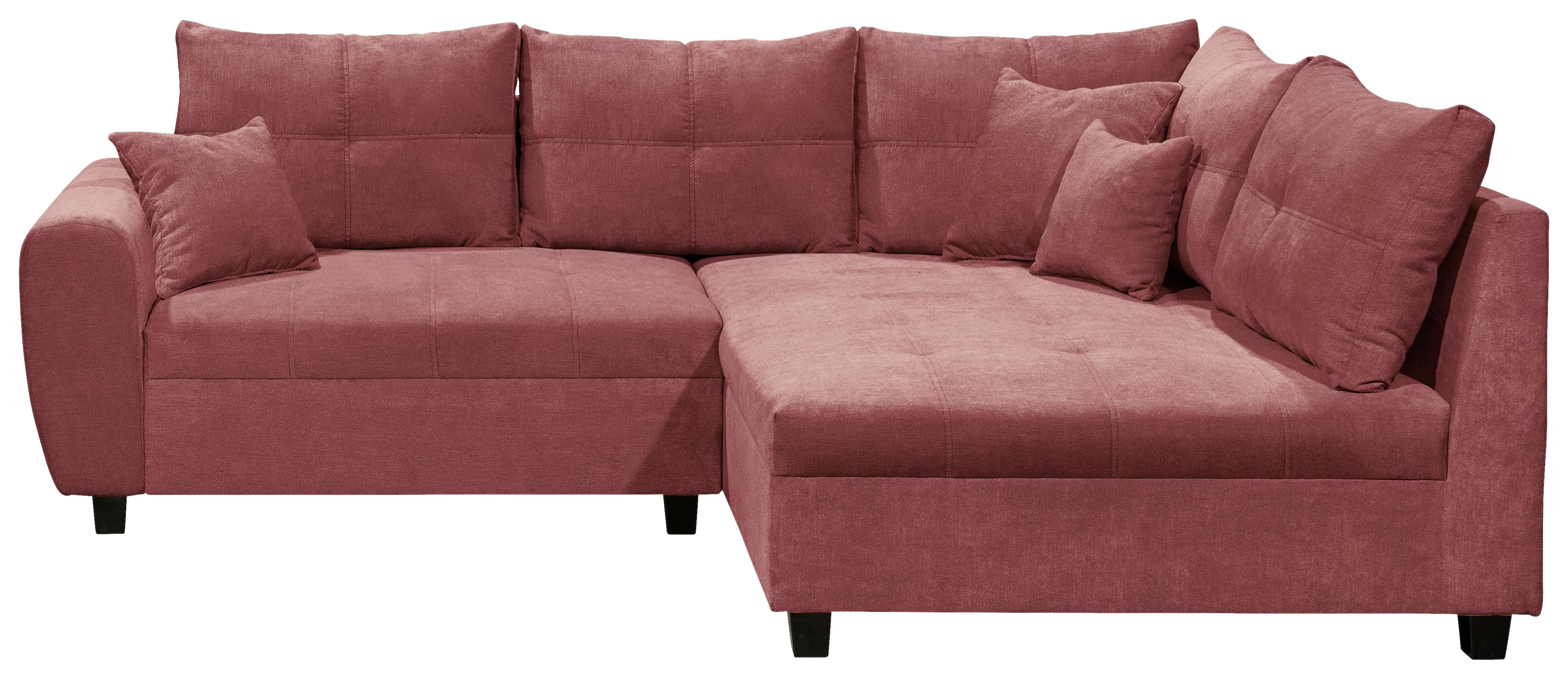 Ecksofa Inkl. Kissen + Hocker Lea, Polyester-Nylon - Beere/Schwarz, Basics, Holzwerkstoff/Textil (248/176cm) - MID.YOU