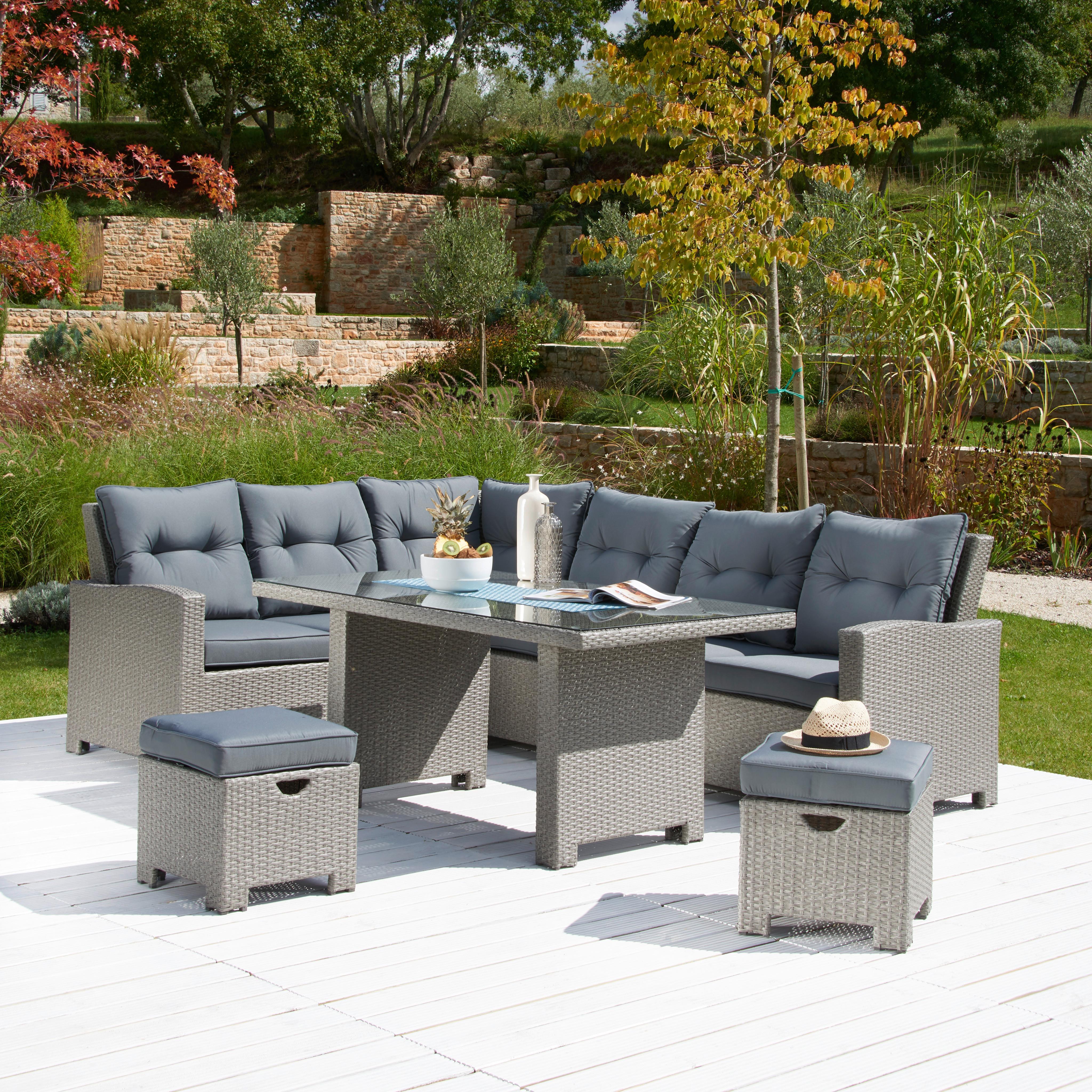 Lounge Garnitúra Nicole - szürke, Modern, műanyag/Üveg (193/250cm) - Luca Bessoni