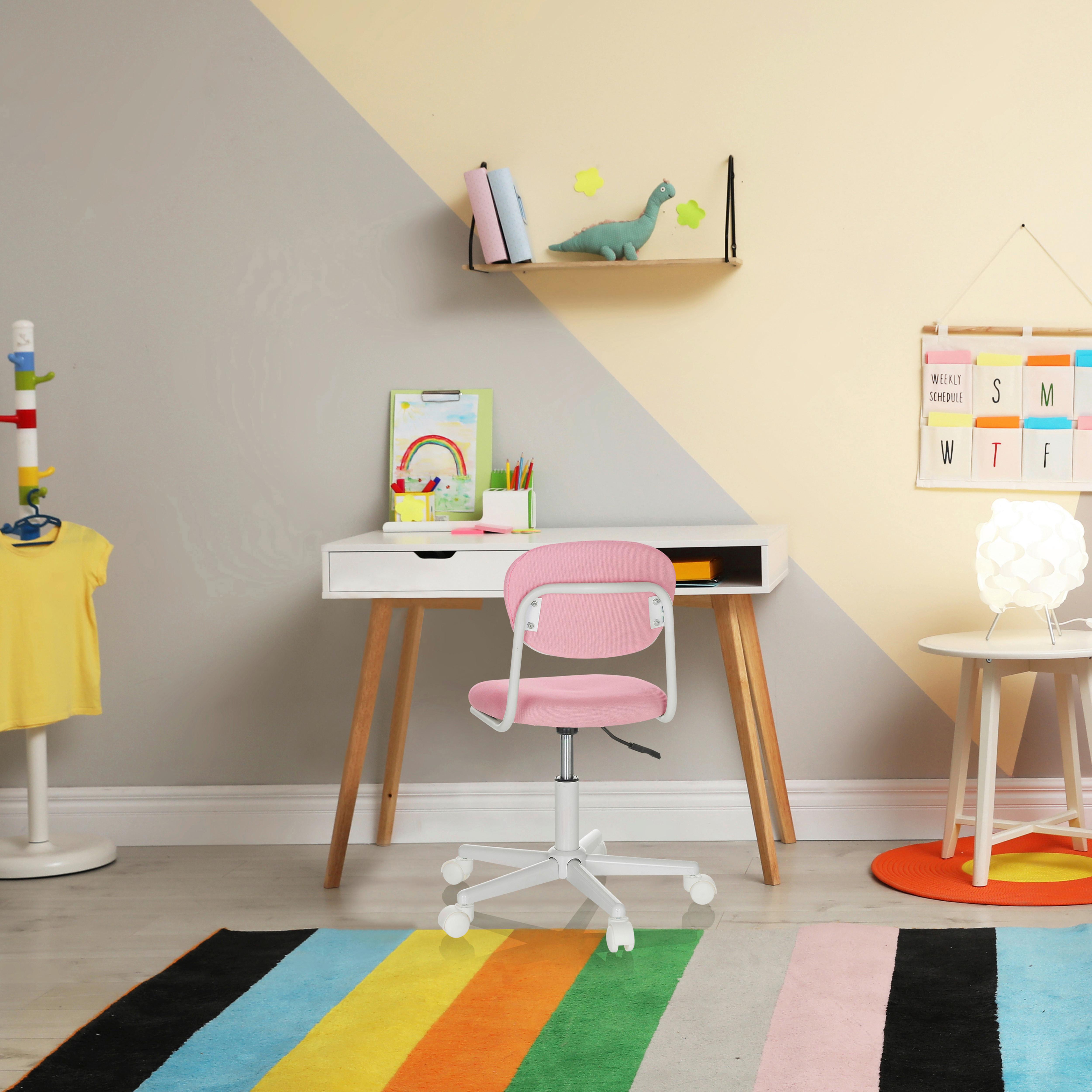 Jugenddrehstuhl Kiddy Base I - Pink/Weiß, Basics, Kunststoff/Textil (60/72-83/60cm) - MID.YOU