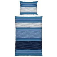 Seersucker Bettwäsche 140x 200 Cm Emina Blau Streifen - Blau, MODERN, Textil (140/200cm) - Luca Bessoni